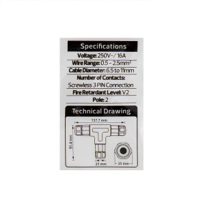 Conector 3 pini WATEPROOF Zilan, pentru furtun gradinarit, material plastic, negru, IP68, EXT106-004-0002 - Img 4