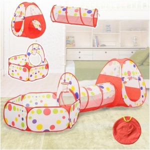 Cort de joaca 3 in 1 Z-TOOLS, cort 80x80x86cm, tunel 46x120cm, tarc 120x72x36cm, red, ZTS8463 - Img 3