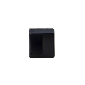 Intrerupator dublu Zilan, negru, 10A, 250V, IP44, 6x7x5 cm, ELPL-0332-09 - Img 1