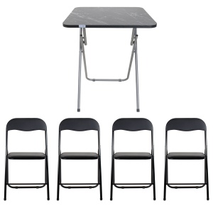 Masa plianta Zilan cu blat mdf, dimensiuni 60x60x72 cm, negru + 4 scaune pliant, suport 100 kg, ZLN6999_4S - Img 1