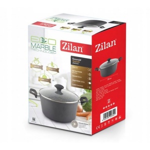 Oala Zilan cu capac sticla, diametru 24 cm, inaltime 12 cm, aluminiu cu interior granit, 4L, 34x25x13 cm, 2kg, ZLN3321 - Img 8