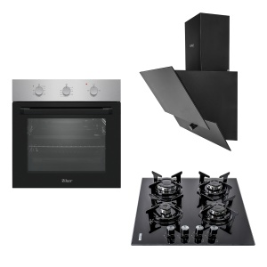 Pachet cuptor incorporabil Zilan, electric, 2200W, dimensiuni 56x60x56 cm + plita pe gaz, alimentare gaz butelie sau gaz natural, sticla, dimensiuni 65x60x15 cm + hota incorporabila, 60 cm, SET30120 - Img 1