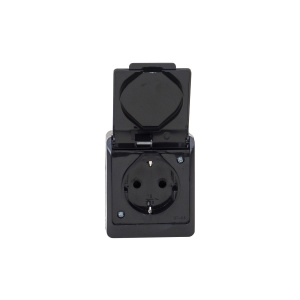 Priza simpla Zilan HERMES, 16A/250V, negru, 6.5x7.6x5 cm, ELPL-0324-09 - Img 1
