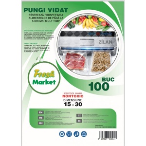 Set 100 pungi de vidat Gofrate Zilan, 15x30 cm, grosime 90 microni, sigilare, ZTS8479 - Img 3