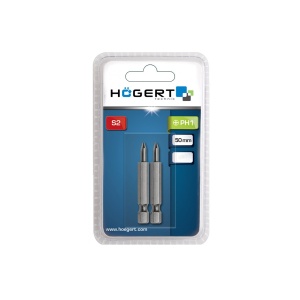 Set 2 bucati bit-uri surubelnita HOGERT PH1, lungime 50mm, otel S2, hexagonal 1/4", HT1S310 - Img 2
