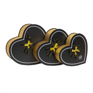 Set 3 cutii in forma de inima Zilan, 10x30 cm + 8x27 cm + 6x23.5 cm, CD4954_negru - Img 1