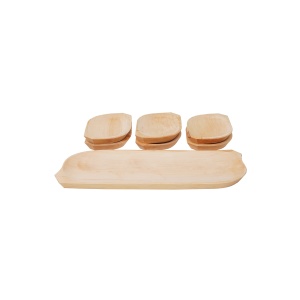 Set 7 platouri din lemn Zilan, 50x20x2.5 cm, compartimentat, dreptunghi, maron, 1462_1 - Img 3