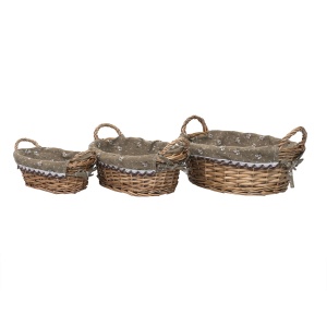 Set cosuri de rachita Zilan, ovale, 36x29x18 cm + 32x23x16 cm + 26x17x13 cm, maro deschis, ZTS8430 - Img 1