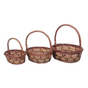Set cosuri rachita Zilan, 3 buc, ovale, maro, 38x29x37 cm + 33x25x32 cm + 27x20x26 cm, ZTS8437 - Img 1