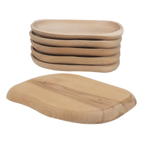 Set platouri lemn Zilan, 6 bucati, forma frunza, 30x24 cm, EXT6180 - Img 3
