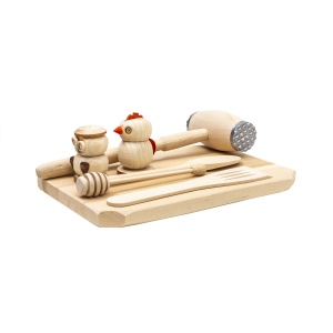 Set tocator dreptunghiular Zilan, 7 piese, lemn fag, 30x20x2 cm, bej, 1512 - Img 3