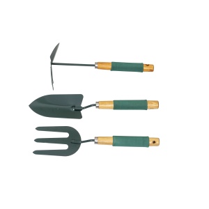 Set ustensile de gradina Zilan, 3 piese, maner SOFT verde, otel carbon, lungime lopata 37cm + lungime sapaliga 31cm + lungime mini furca 34cm ZTS8272