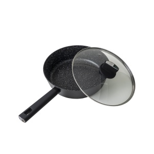 Tigaie adanca Zilan, 26cm, aluminiu, capac sticla, suprafata antiaderenta, gri inchis, ZLN0881 - Img 6