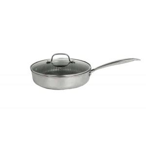 Tigaie inalta cu capac Zilan, inox, antiaderent, diametru 26cm, capacitate 3.2l, compatibila cu toate sursele de gatire, ZLN9679 - Img 1