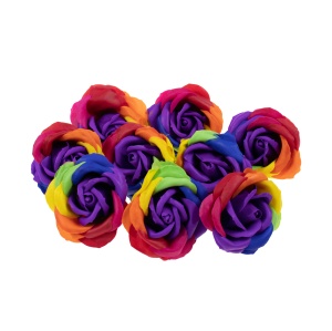 Trandafiri multicolori din sapun love, 9 buc/set, parfumati, 8 cm inaltime, CD4080-MiezMovInchis - Img 1