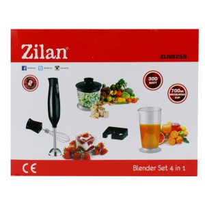 Blender manual Zilan, 4 in 1, 300W, negru, cu suport agatare, pahar gradat 700 ml, accesorii incluse, ZLN8259 - Img 3