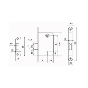 Broasca cheie Feroneria, reversibila, recomandata pentru usi din lemn, lungime 72mm, latime 35mm, cod 4572 - Img 2