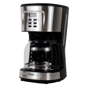 Cafetiera digitala Zilan cu programare, inox, 1.5L, 900W, negru, 30x23x40 cm, ZLN1440 - Img 1