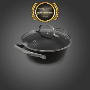 Cratita din fonta OTI, 20 cm, 2 L, inaltime 8.5 cm, capac sticla termorezistenta, usor de manevrat, cod OTI0014 - Img 2