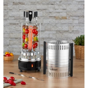 Gratar vertical Zilan, 900W, rotatie automata, 5 frigarui inox, aluminiu, inaltime 37 cm, diametru 17 cm, lungime frigaruie 27 cm, ZLN5565 - Img 5