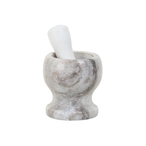 Mojar din marmura Zilan, diametru 10cm, inaltime 11cm, pentru zdrobit usturoi si condimente, 12x12x17 cm, 1.8kg, EXT10375 - Img 1