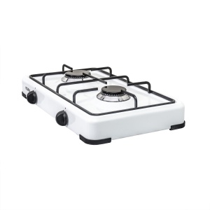 Pachet aragaz 2 ochiuri, 51×28 cm plus (ceas pentru butelie, 2 m furtun pentru gaz, 3 coliere pentru furtun, aprinzator) alb / ZLN 7129_1 - Img 4