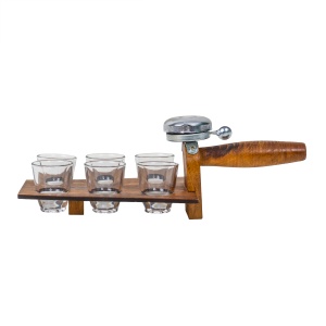 Pahar shot Zilan cu suport si clopotel, set 6 bucati, sticla transparenta, 30ml, 10x10x7cm, EXT7244 - Img 2