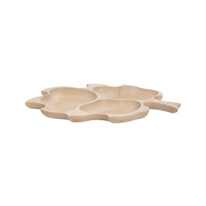 Platou din lemn de fag Zilan, forma frunza stejar, 3 compartimente, 30x20x5 cm, EXT6178 - Img 3