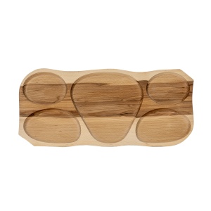 Platou lemn compartimentat Zilan, 63x28x2.5 cm, 5 compartimente, ideal pentru gratar, friptura, aperitive, branzeturi, EXT6080