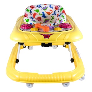 Premergator Zilan cu scaun reglabil, 10 roti pivotante, galben animal print, 64x58x74 cm, ZLN1077_2 - Img 1