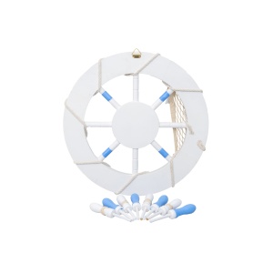 Roata decorativa Z-TOOLS din MDF, diametru 44.5cm, grosime 3.5cm, alb/bleu, 62x62x5cm, ZTS8035 - Img 3