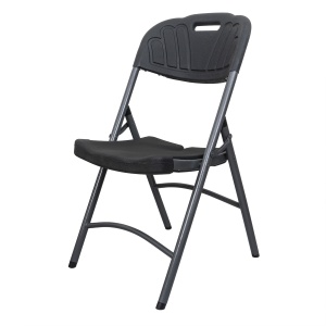 Scaun pliant Zilan pentru terasa, plastic, negru, 46x38x86 cm, greutate maxima 150kg, ZTS8192B - Img 1