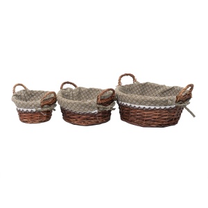 Set 3 cosuri de rachita Zilan, rotunde, maro inchis, diametru 31cm, 25.5cm, 18cm, inaltime 18cm, 14.5cm, 14cm, ZTS8427 - Img 1