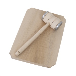 Set 3 piese tocatoare Zilan, ciocan plus tocator dreptunghiular 35x25x2 cm, tocator cu maner 30x15x2 cm, lemn fag, 20mm, EXT6089 - Img 3