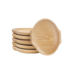 Set 6 farfurii din lemn Zilan, forma rotunda, dimensiuni 24x22 cm, cadou traditional, EXT6182 - Img 4