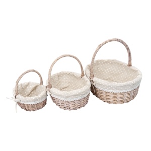 Set cosuri de rachita ovale Zilan, 41x33x38 cm + 34x27x32 cm + 24x20x25 cm, bej, ZTS8435 - Img 3