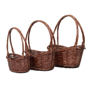 Set cosuri rachita Zilan, 3 cosuri ovale, maro lucios, 42x29x50 cm + 35x22x46 cm + 28x17x40 cm, ZTS8001 - Img 1