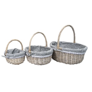 Set cosuri rachita Zilan, ovale, gri inchis, 43x32x38 cm + 34x25x32 cm + 25x21x25 cm, ZTS8004 - Img 1