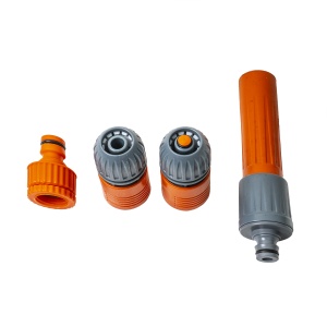Set pistol multifunctional Zilan pentru furtun si conectori, 4 piese, gri/portocaliu, ZTS5499 - Img 2
