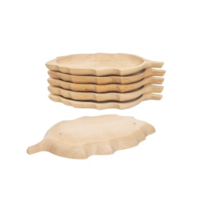 Set platouri lemn fag Zilan, forma frunza, 18x34 cm, 6 buc, EXT6179 - Img 3