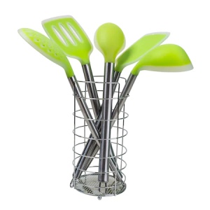 Set ustensile bucatarie Zilan, 5 piese, silicon, culoare verde, usor de depozitat, 30x10x5 cm, CC9811