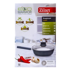 Tigaie adanca Zilan, 26cm, aluminiu, capac sticla, suprafata antiaderenta, gri inchis, ZLN0881 - Img 2