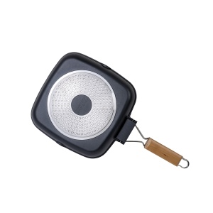 Tigaie grill Zilan, aluminiu, interior granit, maner pliabil, 24x24x4 cm, ZLN4298 - Img 4