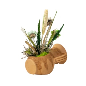 Aranjament flori Zilan, ulcior mijlociu cu garoafe stabilizate, multicolor, 28 cm, EXT10182 - Img 2