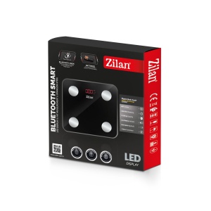 Cantar electronic de persoane Zilan, max 180kg, sticla neagra, 30x26x2.5 cm, ZLN9007 - Img 2