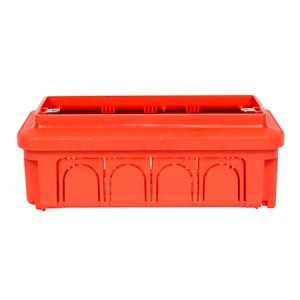 Doza Gewiss, 4 posturi, ingropata, plastic, rosu, 144x85x50.5 mm, EXT10612 - Img 2