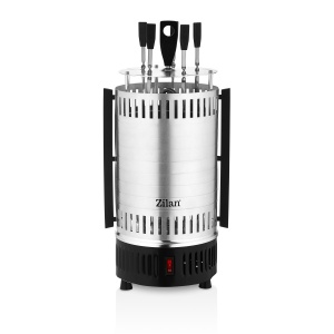 Gratar vertical Zilan, 900W, rotatie automata, 5 frigarui inox, aluminiu, inaltime 37 cm, diametru 17 cm, lungime frigaruie 27 cm, ZLN5565