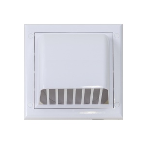 Grila evacuare cu clapeta Zilan, plastic alb stralucitor, rezistenta UV, dimensiuni 125x125 mm, cod EXT7197