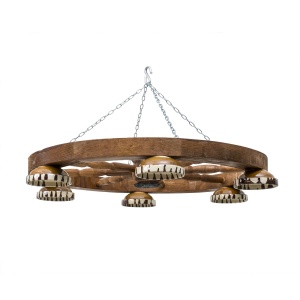 Lustra din lemn cu 6 castroane, diametru 60 cm, soclu E27 EXT10217 - Img 1