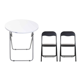Masa plianta rotunda cu blat MDF Zilan, dimensiuni 60x65cm, metal, inclus 2 scaune pliabile, ZLN6968_2S - Img 1